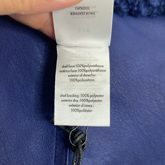 NWT We Wore What Reversible Faux Leather Blue Sherpa Vest size Small - Picture 7 of 8